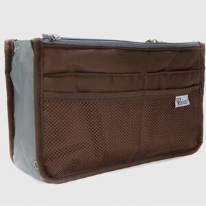Periea Brown and Gray Toiletry Bag Large - L34xH21xD7-16cm(L13.4xH8.3xD2.8-6.3")